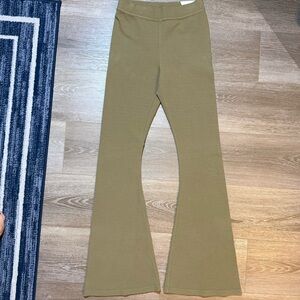 Offline by Aerie Flared Ribbed Yoga Pant- Olive Green